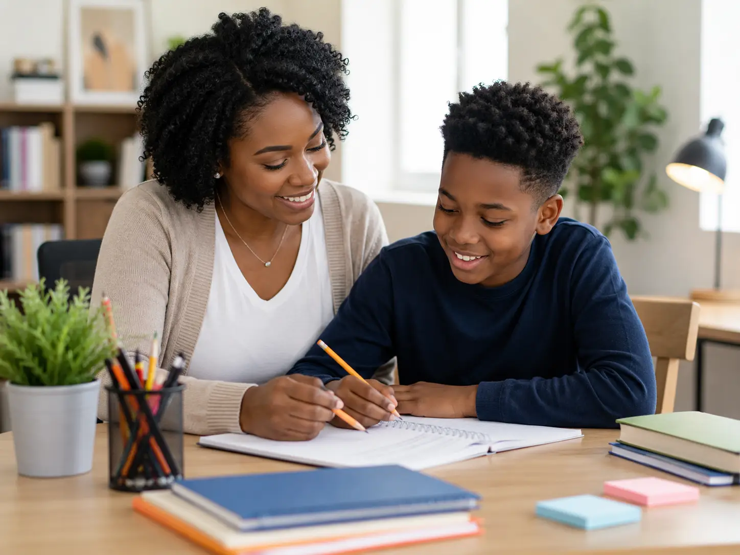 Tutor supporting a student with schoolwork
